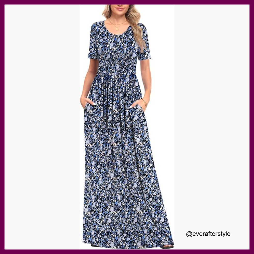 Rayon Blend Maxi Dress With Pockets Casual Long Sleeve